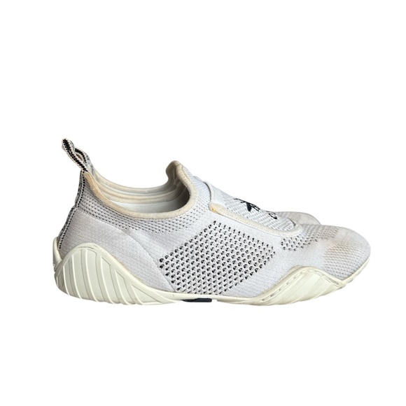 Dior Shoes - Dior White Knit Fabric D-Fence Slip On Sneakers Bumblebee Embroidery Size 37